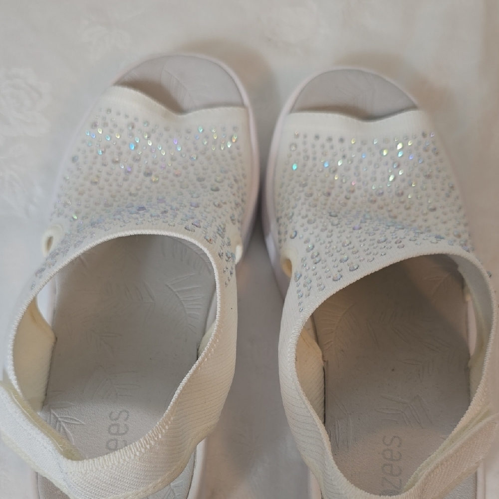 Bzees White Rhinestone Slip-On Slingback Sandals - Picture 11 of 16